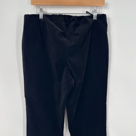 Vince Size L Velvet Pants Black Pull on Split Hem Ankle High Rise Crop - Picture 10 of 12